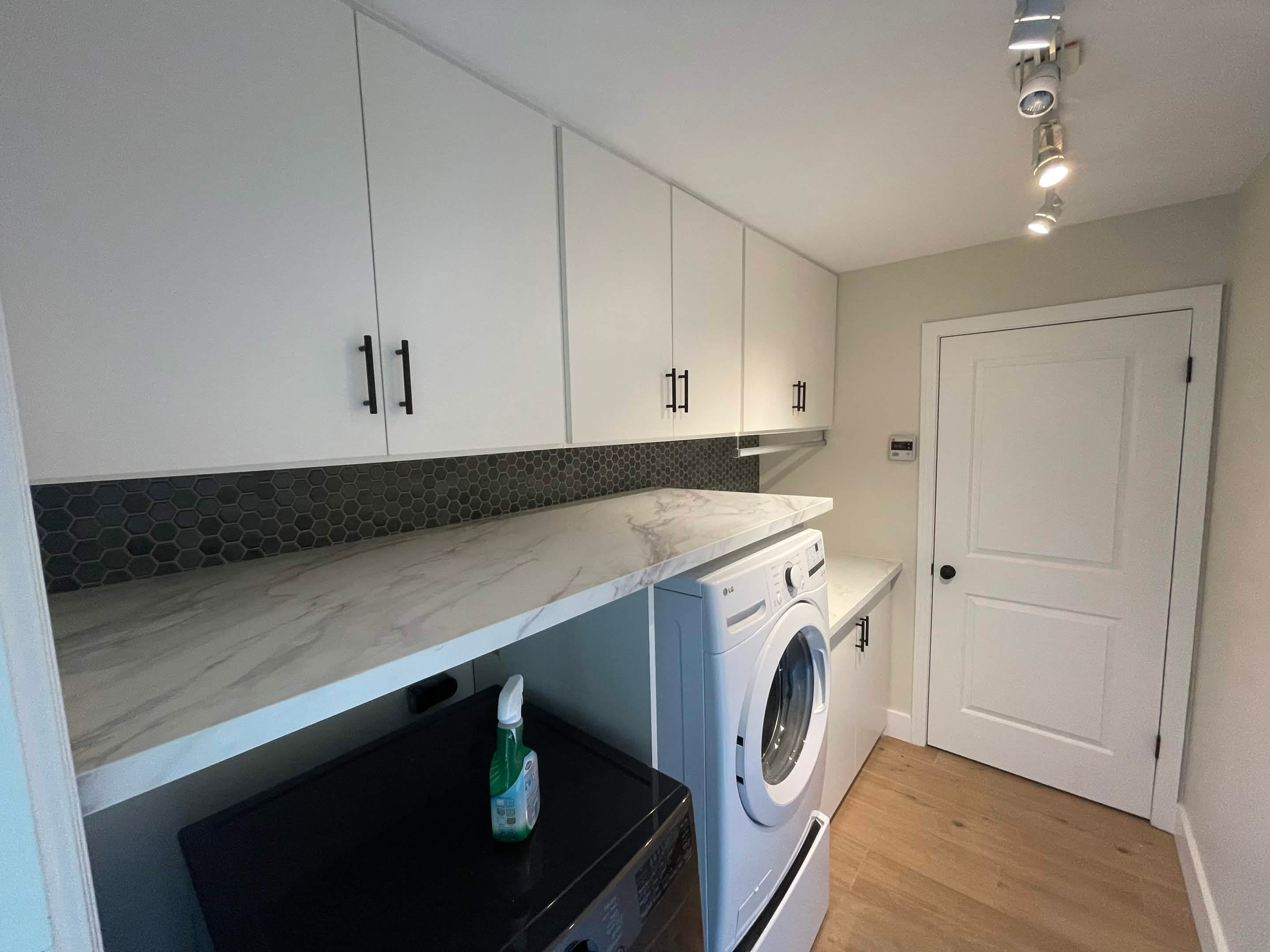 Laundry room & waterfall counter — after