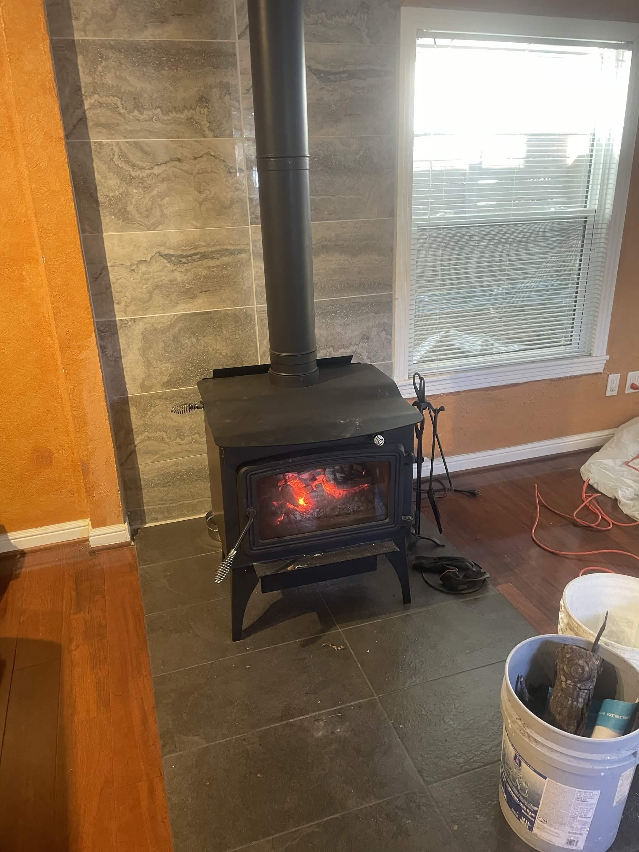 Finished wood-burning heater installation
