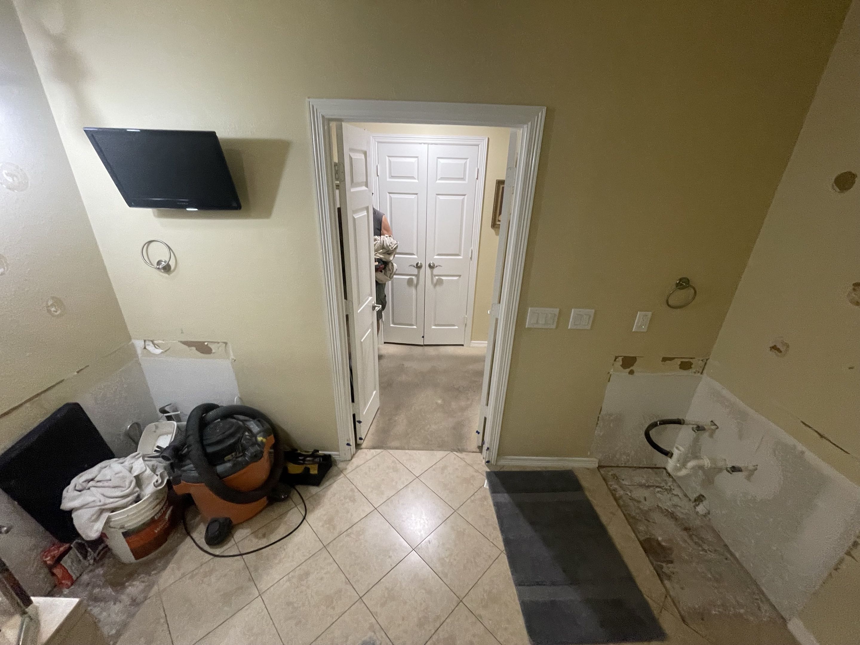 Double vanity remodel — before